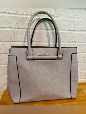Michael Kors Large Gray Leather Tote with Gold Details